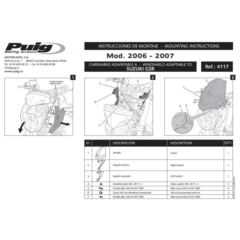 Bulle Pour Moto Suzuki GSR600 Puig Naked New Generation Couleur