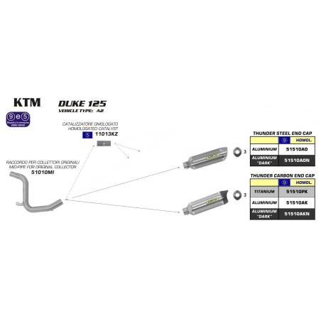 Silencieux Pour Moto KTM DUKE 125 STREET THUNDER ARROW 51510