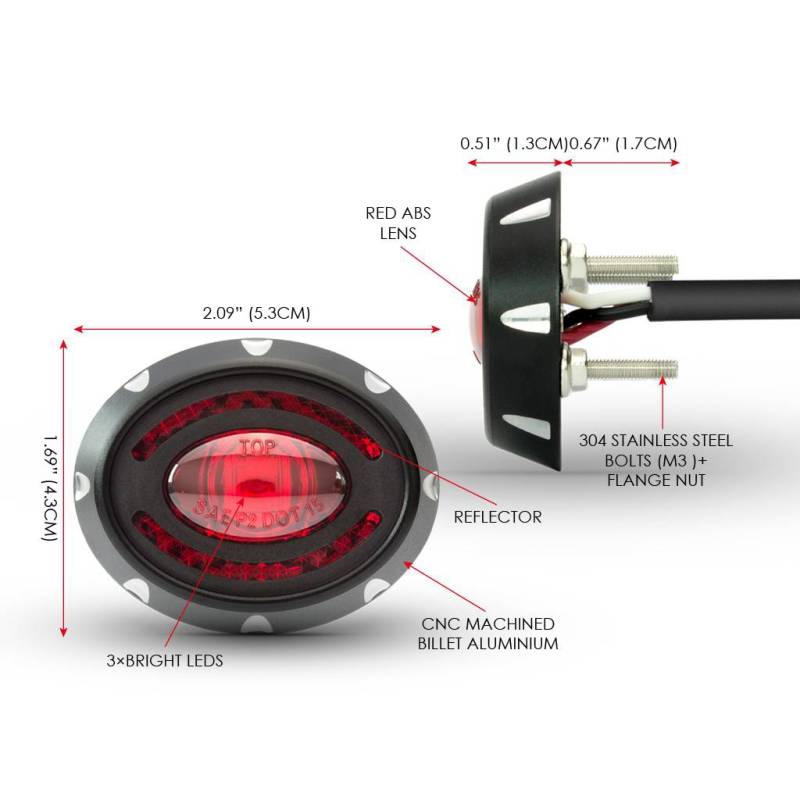 Feu Arrière Café Racer Micro Oval CNC