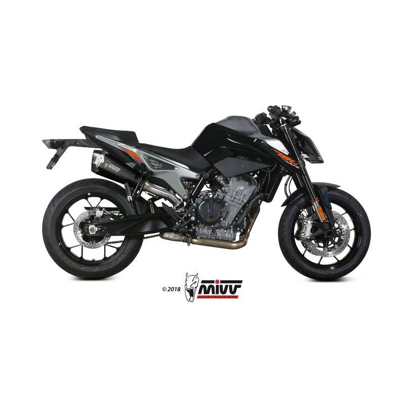 Silencieux MIVV Delta Race inox noir/casquette carbone KTM 790 Duke