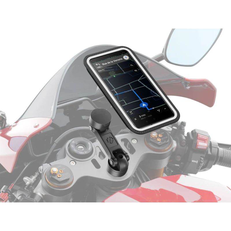 Support téléphone sur té pour demi-guidon de moto Shapeheart