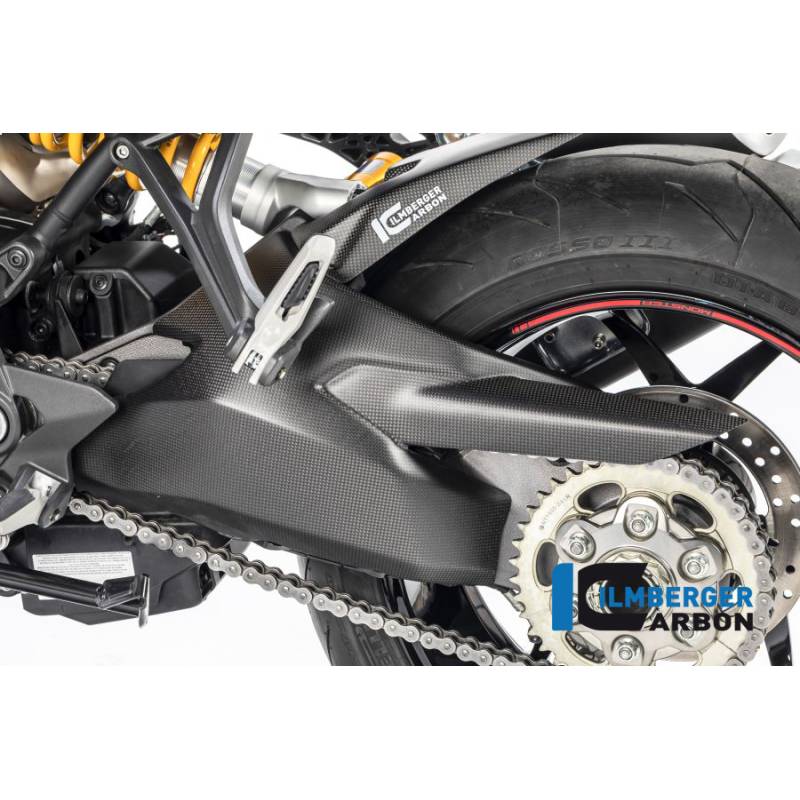 Couvercle de bras oscillant avec protection de chaîne supérieure mat - Ducati Monster 1200 / S 2017 - Ilmberger Carbon