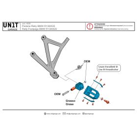 Kit repose pied BMW R1300GS et Adv - Rallye Unit Garage 4036